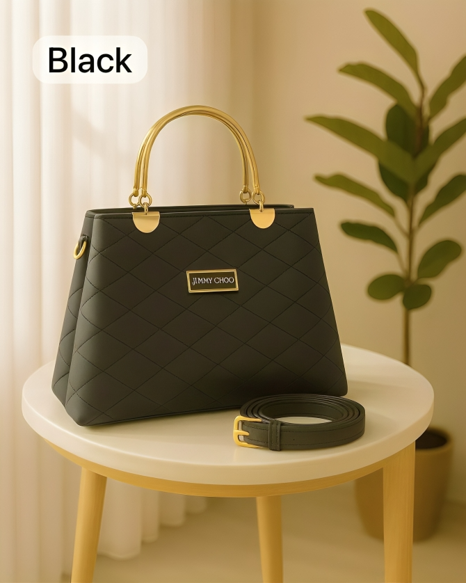 Luxury Quilted Faux Leather Women’s Handbag with Golden Metal Handles(Multiple Colors)