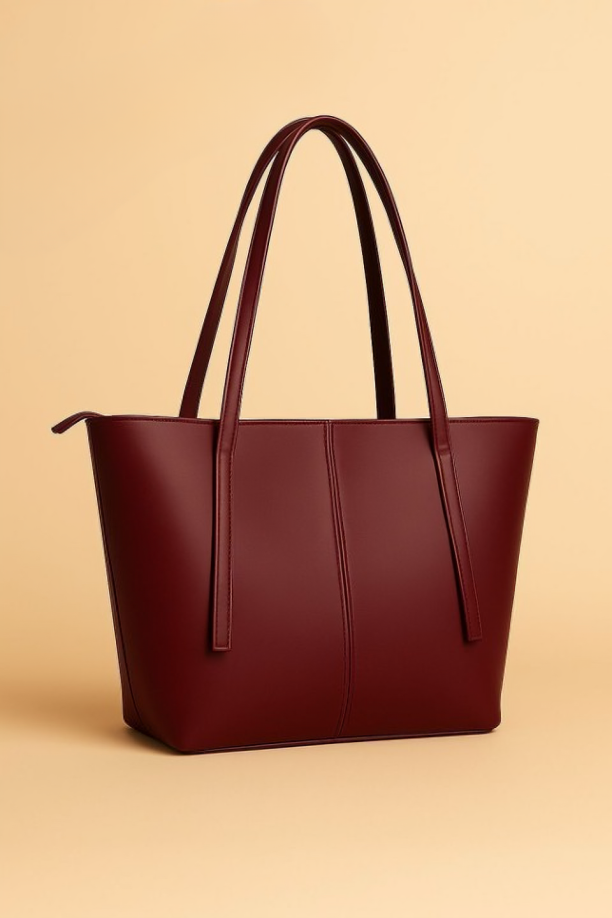 Elegant Black Tote Handbag for Women – Premium Quality Smooth Finish Shoulder Bag for Office, Daily Use & Travel