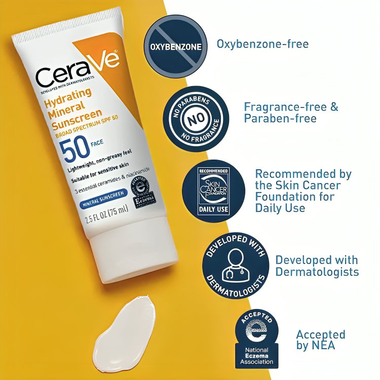 CeraVe Skincare Combo – SPF 50 Sunscreen, Acne Cleanser, Retinol Serum & Night Cream