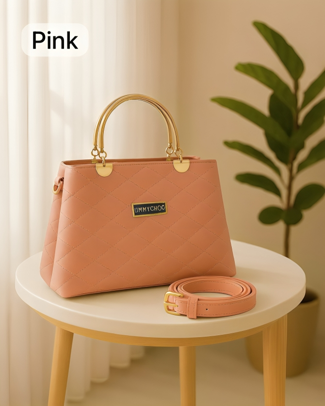 Luxury Quilted Faux Leather Women’s Handbag with Golden Metal Handles(Multiple Colors)